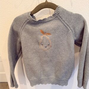 Jamie Kay Grey Knit Sweater with Embroidered Pear